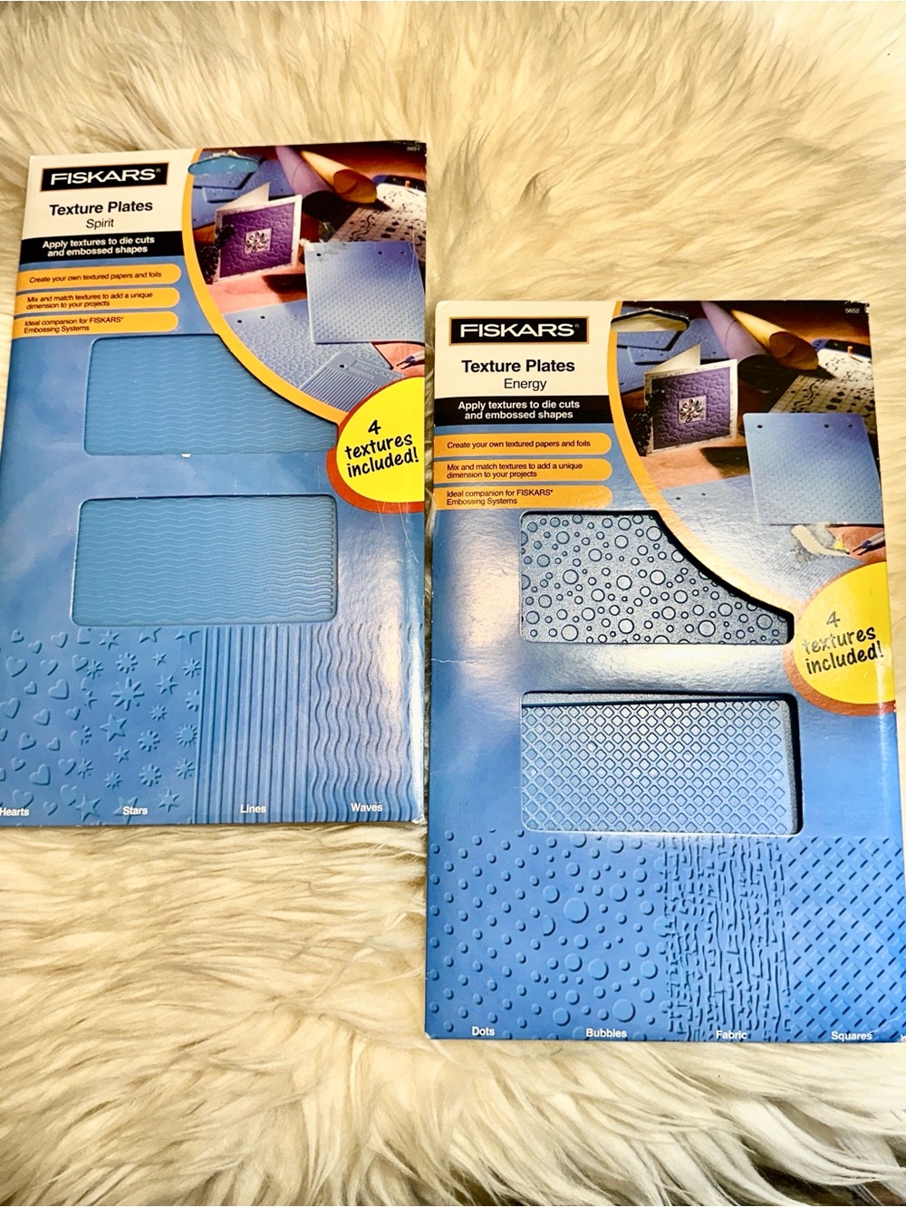 Fiskars Embossing System Texture Plates - ‘Energy’ and ‘Spirit’ Packs